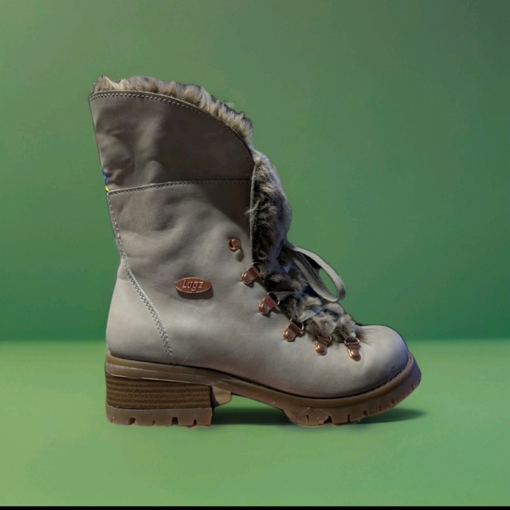 Lugz Women's S 10 Grayish Brown Winter Combat Outdoor Waterproof Fur-Lined Boots